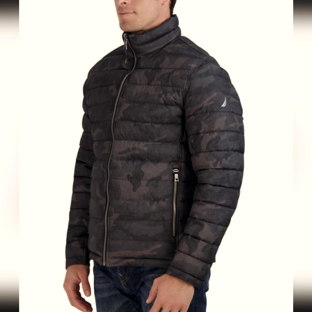 Reversible Camouflage Quilted Stretch Puffer Jacket - Picture 2 of 6